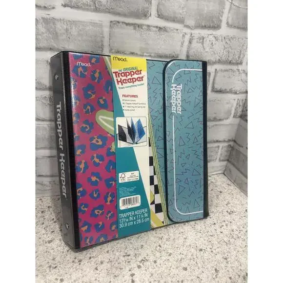 Mead Original Trapper Keeper 3-Ring Binder Organizer in a Retro Pattern, NWT