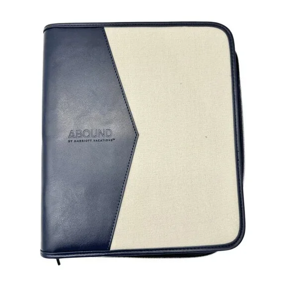 Abound By Marriott Vacations Navy Cream Travel Organizer Binder Zipper Closure