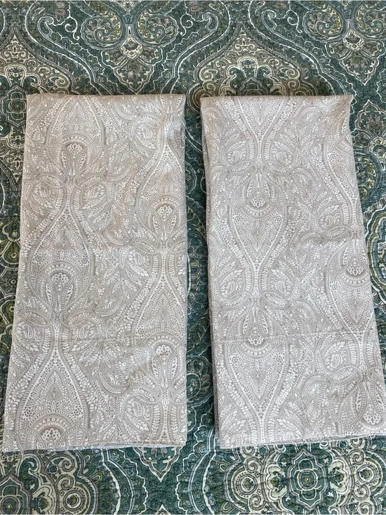 Decorative Paisley Pillow Sham Pair in Light Taupe