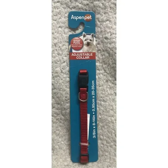 Aspen Pet Small Adjustable‎ Collar Red 3/8inch X 8 to 14 inches Brand New