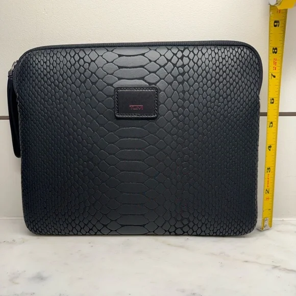 TUMI | Embossed Snake Print Neoprene Tech Sleeve Pouch | Black | One Size | NWOT