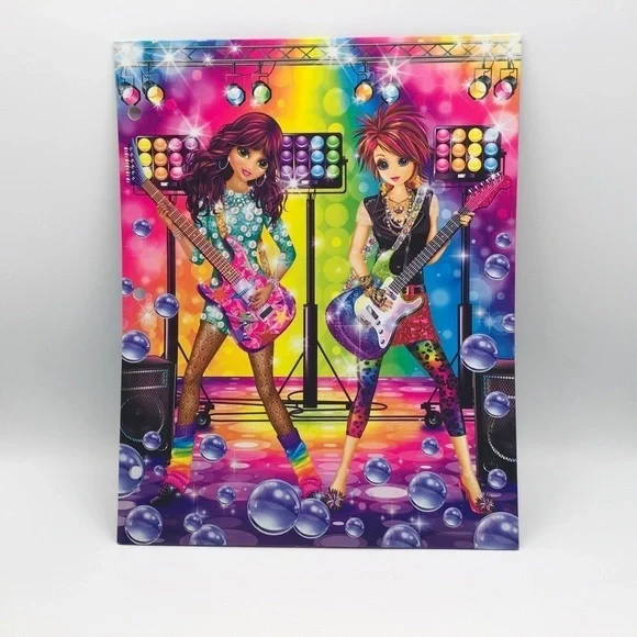 LISA Frank Folder Rainbow Rockers 2014 New Unused Two Pocket Multicolor 9”x12”
