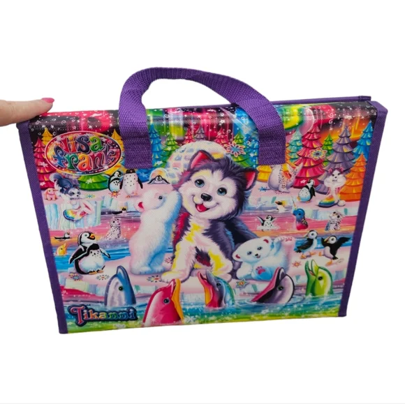 Lisa Frank Colorful Penguin Puppy‎ dolphin polar bear tri fold notebook