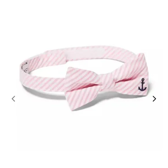 Janie & Jack Pink & White Striped Bowtie with Embroidered Anchor Sz 0-24 Months