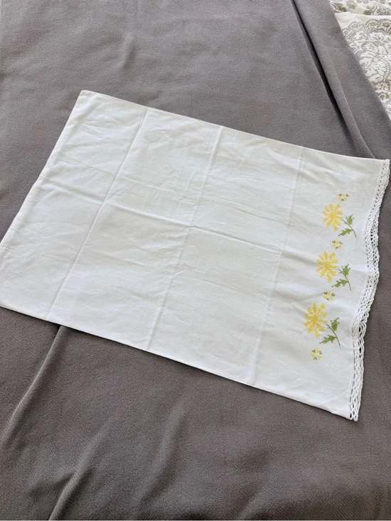 Vintage Needlepoint Floral Accent Standard Pillow Case