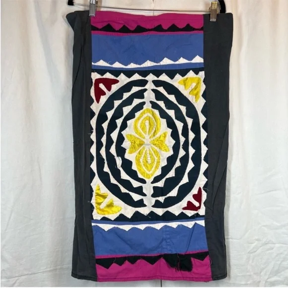 Set of 2 hand made ethnic style pillow cases abstract multicolor
