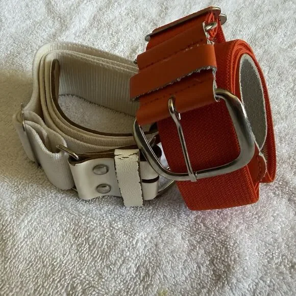 Lot Of Two Baseball Belts: Orange & White Orange Belt Easton