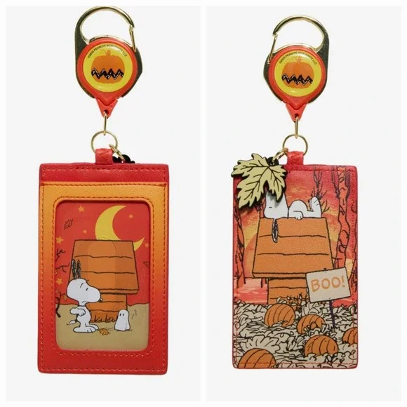 NEW! Loungefly Peanuts Snoopy Pumpkin Patch Fall‎ Halloween Retractable Lanyard