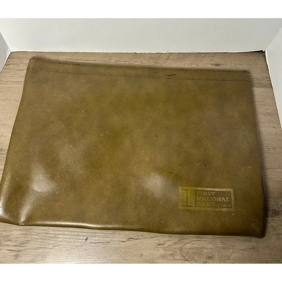 First National Bank of Oregon Vintage‎ Leather Hinged Pouch Clutch Organizer