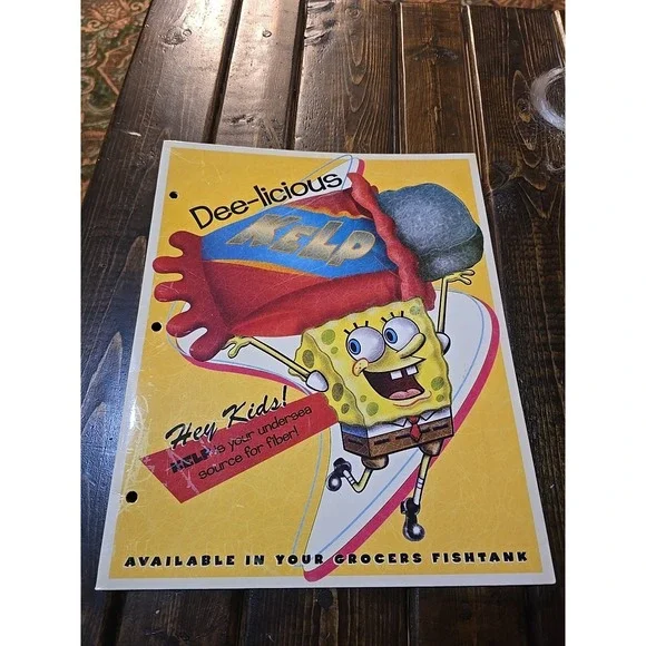 VTG 2004 SPONGEBOB SQUAREPANTS 2 POCKET FOLDER NICKELODEON DEE-LICIOUS KELP