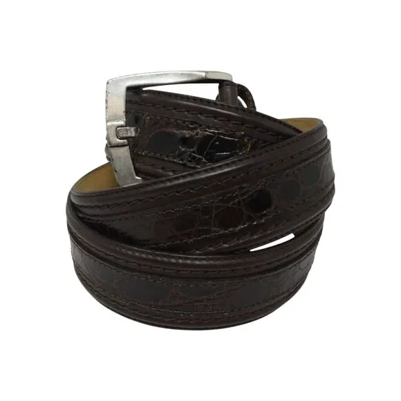 Mezlan Brown Genuine Crocodile Leather Mens Belt