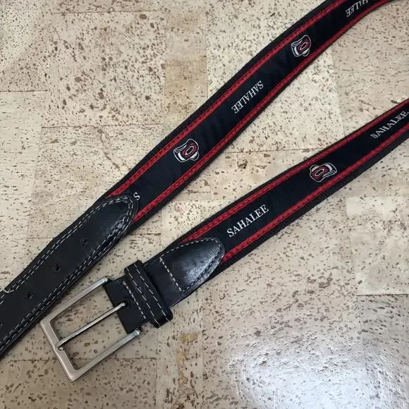 Sahalee Country Club Leather & Webbing Logo Golf Belt Sammamish WA 32/80 USA