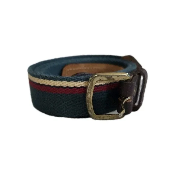 Vintage Genuine Leather Belt Mens Size 34 Teal Magenta Cream
