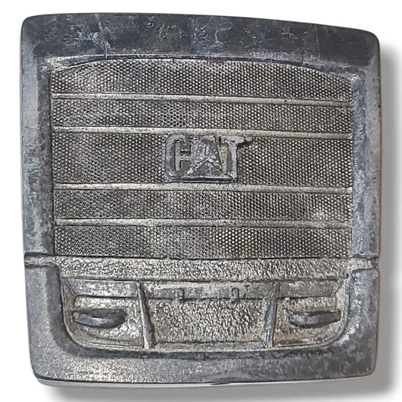 CAT Caterpillar Bulldozer Belt‎ Buckle Vintage Heavy Equipment Pewter Tone