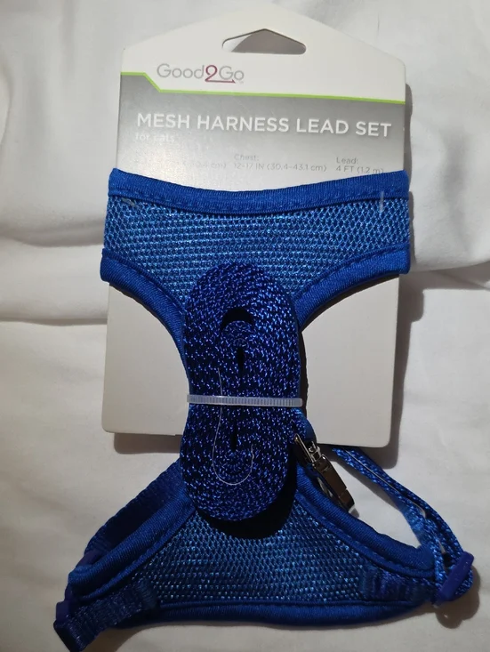 Good2Go Royal Blue Mesh Harness & Leash Set For Cats Neck 8-12 Inch Chest 12-17