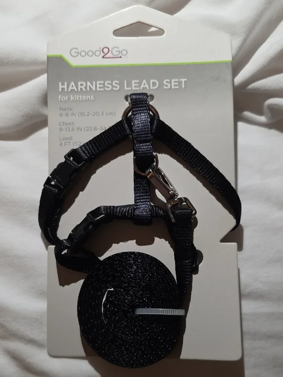 Good2Go Black Harness Lead Set for Kittens Neck 6-8 Inch Chest 9-13.5 Inch
