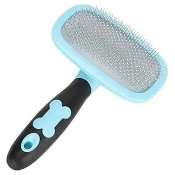 Dog / cat adjustable turquoise blue wire hairbrush