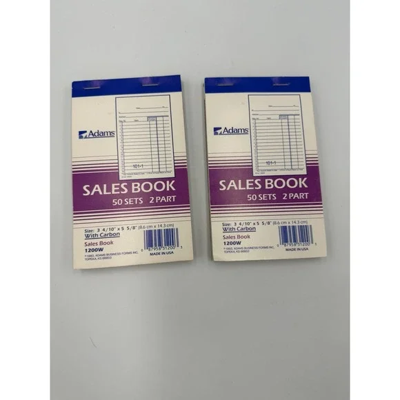 Adams Sales Book 1200W 2-Part w/ Carbon, 50 Sets Each New Bundle Of 2 Booklets