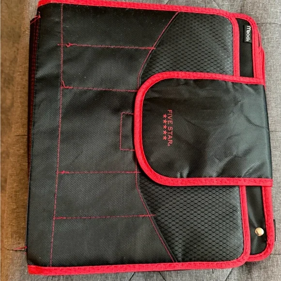 Mead Five Star Black and Red Zipper 2” Binder and File Expander w/ Strap - Mint