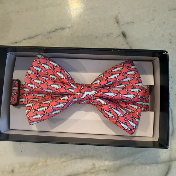 Vineyard Vines Pink and White Shark Bow Tie