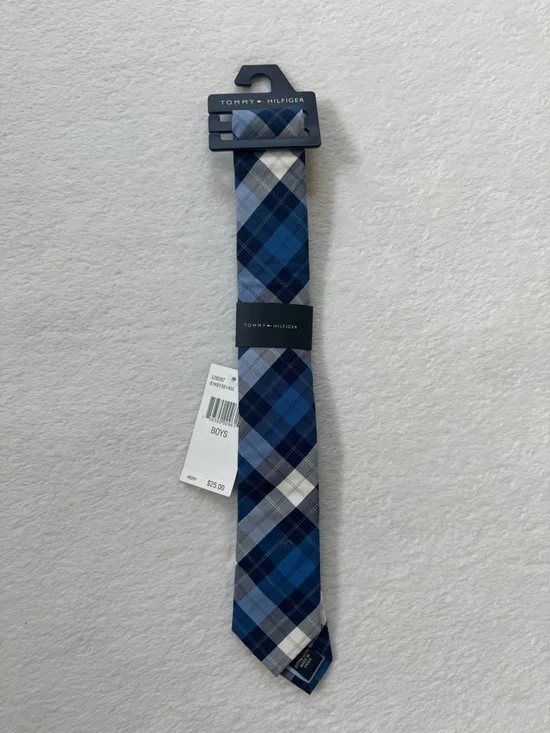 Tommy Hilfiger Blue Plaid Boys Neck Tie