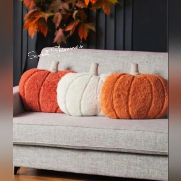 3pc Rachel Ashwell Halloween Thanksgiving Pumpkin Fall Throw Pillow Decor New