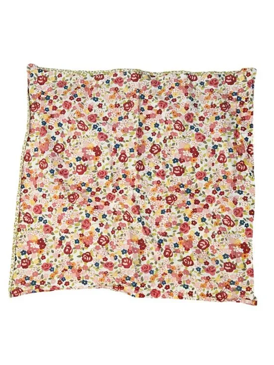 Pottery Barn Emily Pink Floral Green Print Pillow Sham Euro 30x30 Square