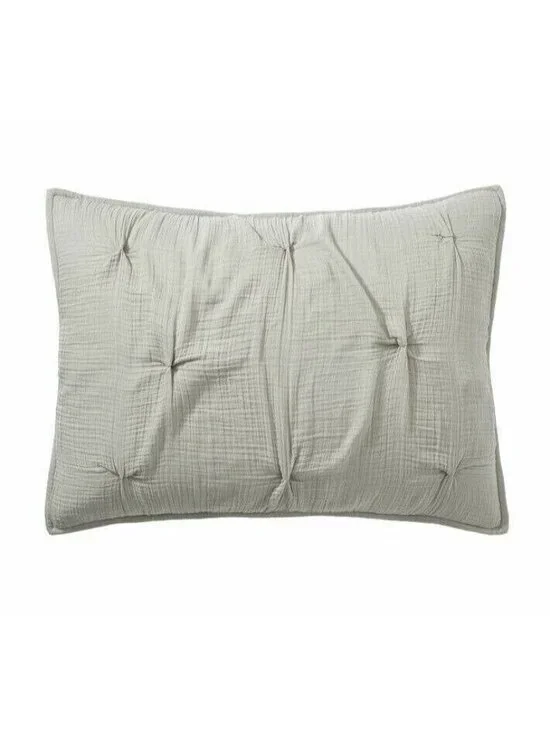 Pottery Barn Gray Soft Cotton Handcrafted Quilted Pillow Sham Standard NEW