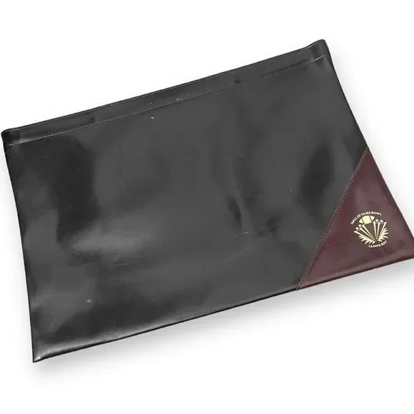 Document Bag Unisex Black Brown Faux Leather Hall Of Fame Bowl Organization Snap