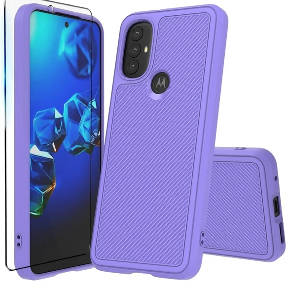 Huness for Moto G Pure Case/Moto G Power 2022 Case + Tempered Glass Screen Prote