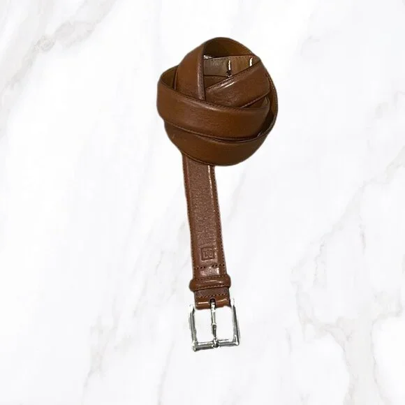 Ralph Lauren Men's Brown 100% Leather Belt‎ Silver Buckle, Size 34