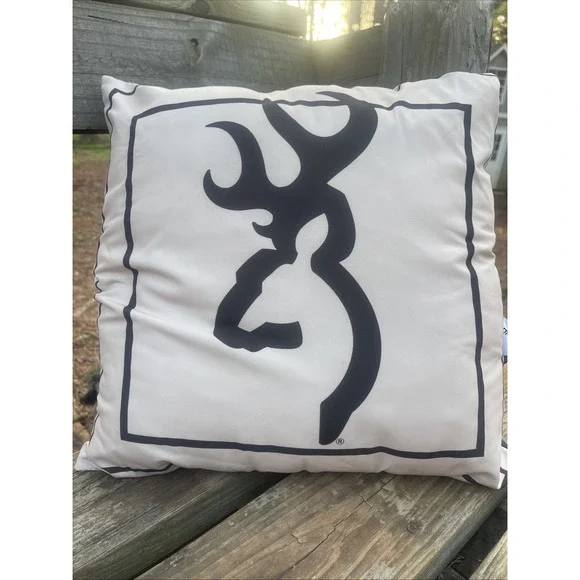 BROWNING Buckmark Brown Throw‎ Pillow Decor Antlers Hunting