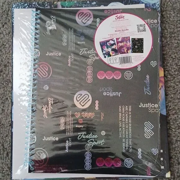 Justice School Binder Notebook Folder Gift Set New Sealed