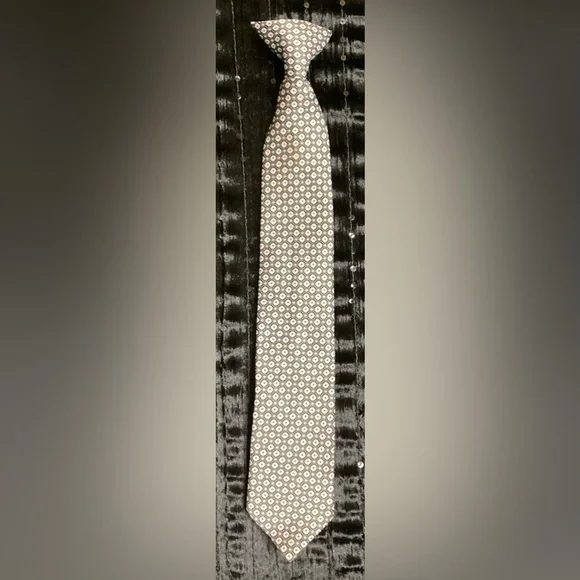 Sears Cream, Green & Brown Kids Clip On Tie