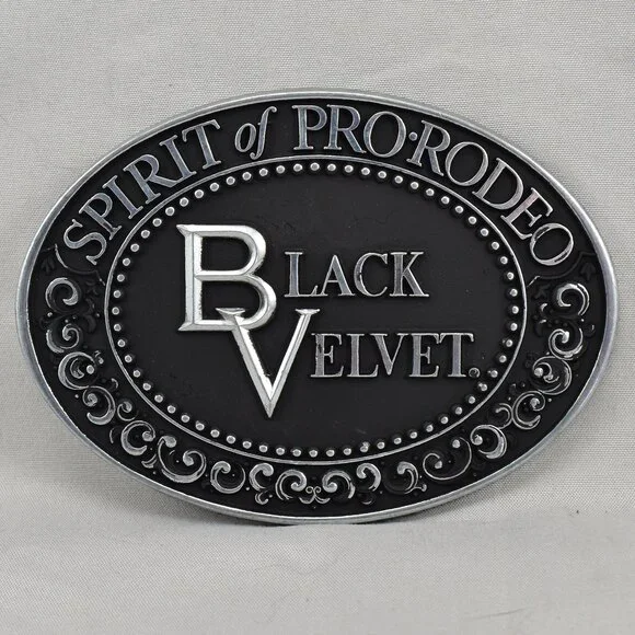 Belt Buckle 1979 Black Velvet Blended Canadian Whisky 80 Proof Spirit Of Pro-Rod