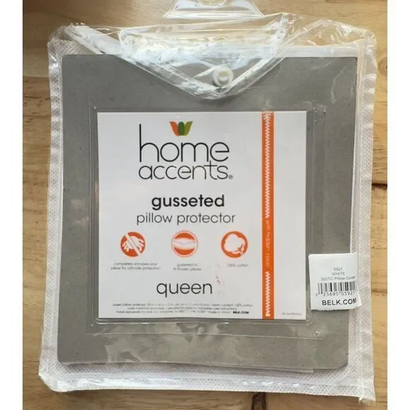 NOS Home Accents 100% Cotton STANDARD/‎ Queen Gusseted Pillow Protector BELK