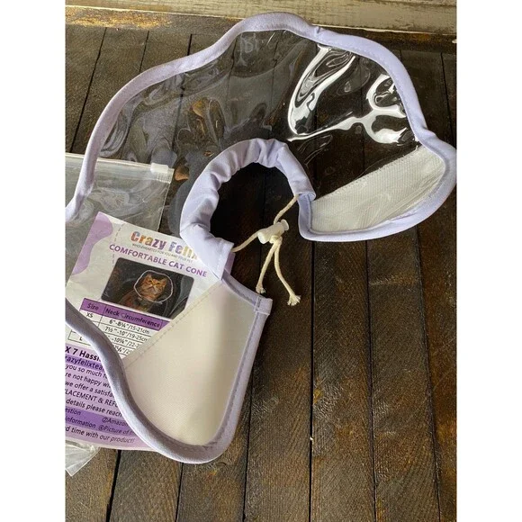 Crazy Felix Sz S Purple Cat Cone Collar Comfort Anti Licking Adjustable