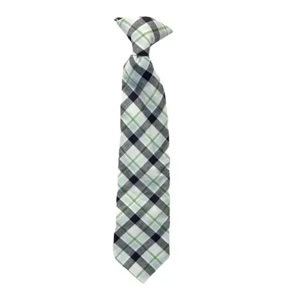 Target Boys Plaid Clip Tie black white green