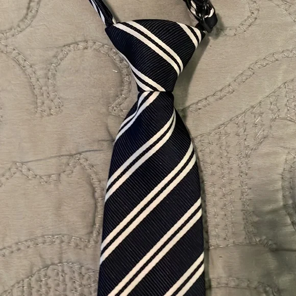 Toddler Boy Adjustable Navy and White Necktie