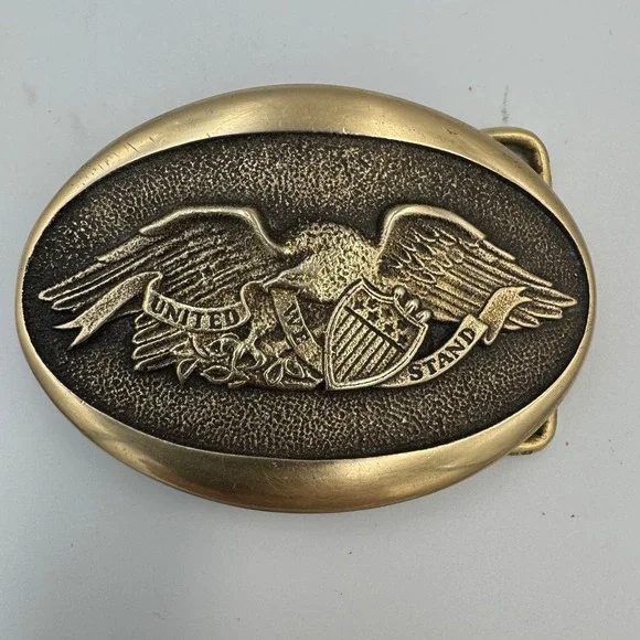 Vintage 1976 Heritage‎ Mint Ltd Solid Brass American Eagle Belt Buckle Patriotic