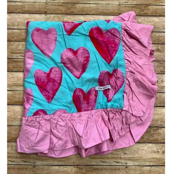 Posh Peanut Ruffled Queen of Hearts Bamboo Euro Pillow Sham