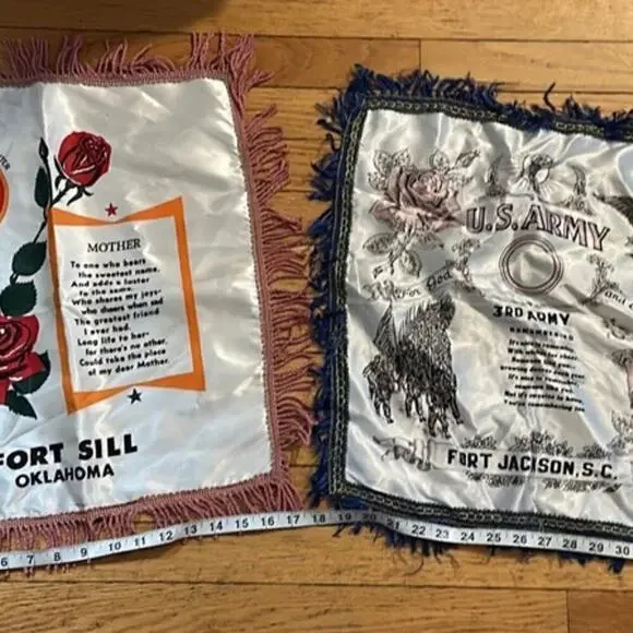 Vintage Army Artillery & Missile Center Silk Pillow Cover Fort Sill, Oklahoma Fo