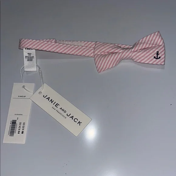 Janie and Jack Pink and White Striped Bow Tie
