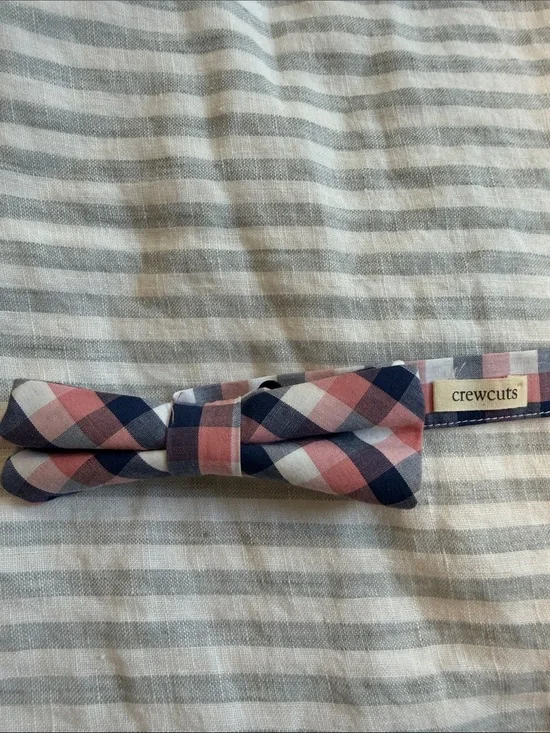 Crewcuts Navy Pink Plaid Bow Tie