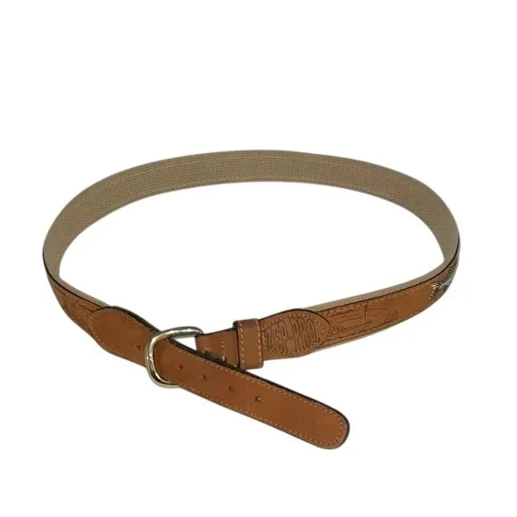 ZEP-PRO Embroidered Nubuck Fishing Scene Outdoor Wildlife Belt Size‎ 36