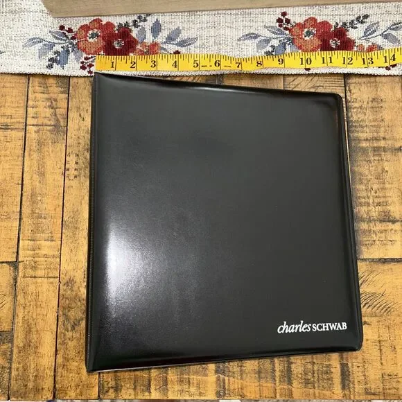 Charles Schwab Faux Leather 3 Inch Binder Pre-owned Black Rare