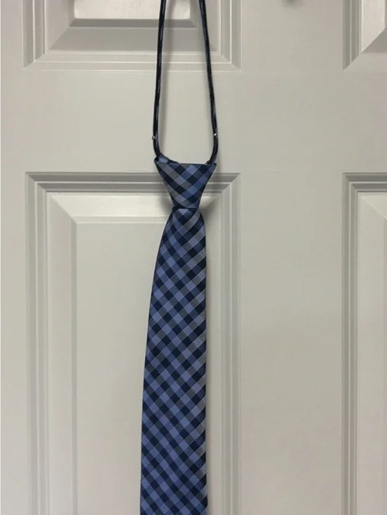 Classic Blue Check Adjustable youth boys Tie