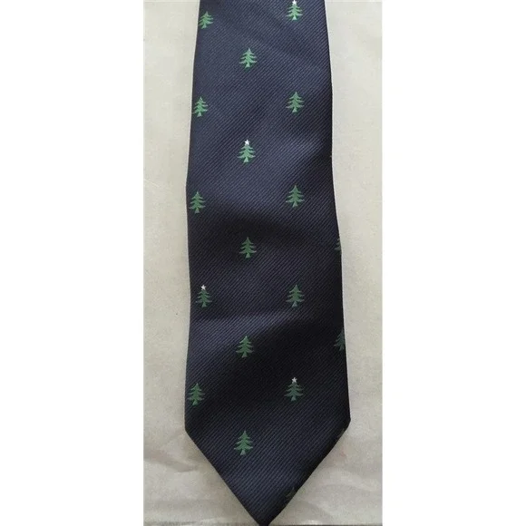 NWOT Crown & Ivy Boy's Pre-Tied Tie Blue Gree Trees Adjustable Classic 125826