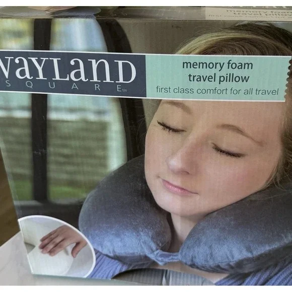 Wayland Square Memory Foam Neck Travel Pillow Gray RN#151347