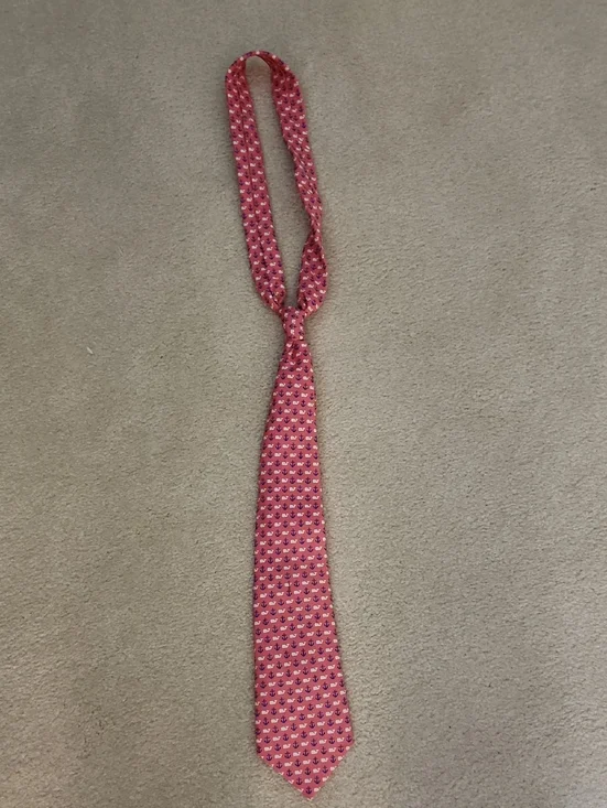 Boys Vineyard Vines Coral Tie with Navy Anchors and White Whales